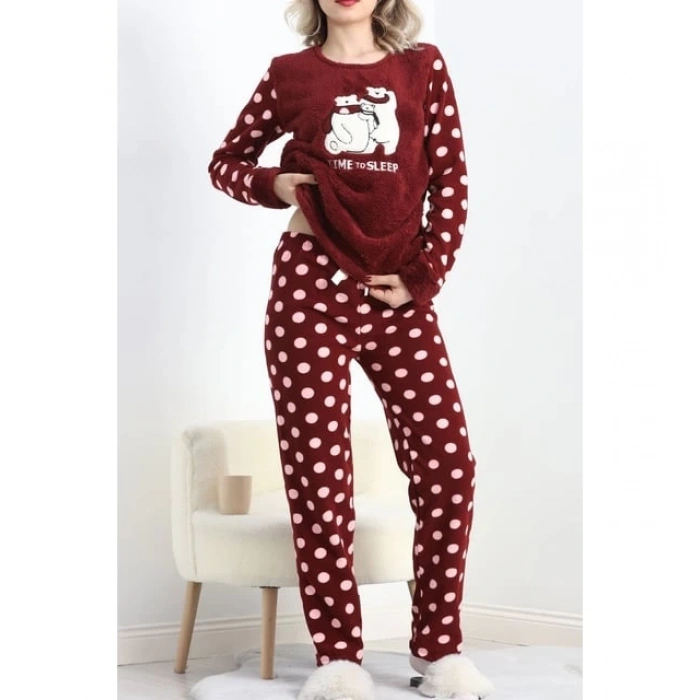 Polatlı alt üst pontiyeli pijama takımı bordo