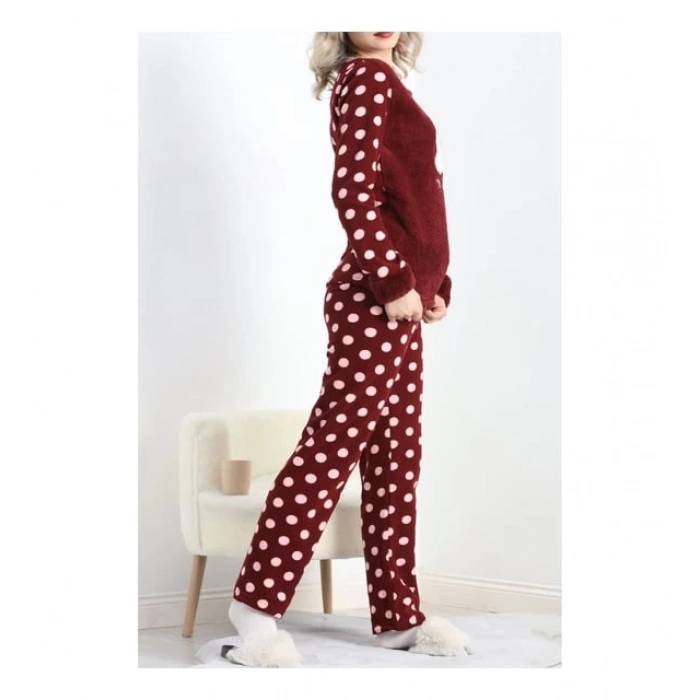 Polatlı alt üst pontiyeli pijama takımı bordo