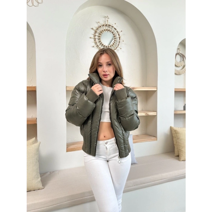 Puffer kısa mont haki st25534