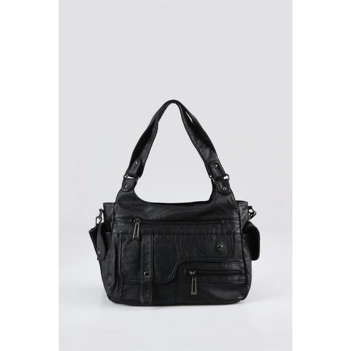 Pyser Siyah Cilt Omuz Çantası