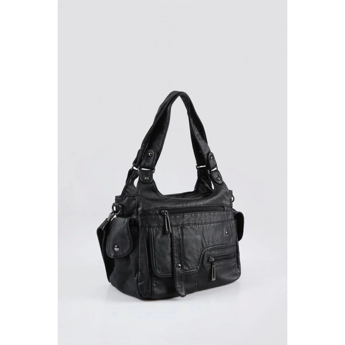 Pyser Siyah Cilt Omuz Çantası