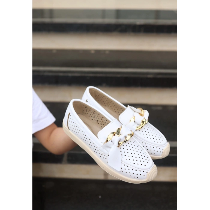 Riwan Beyaz Cilt Babet Ayakkabı