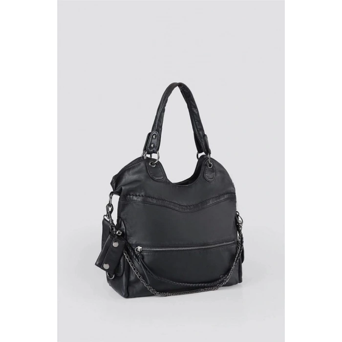 Silla Siyah Cilt Omuz Çantası
