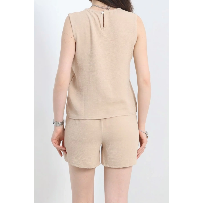 Şortlu Ayrobin takım bej