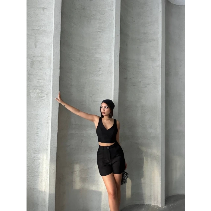 Şortlu keten takım s255014