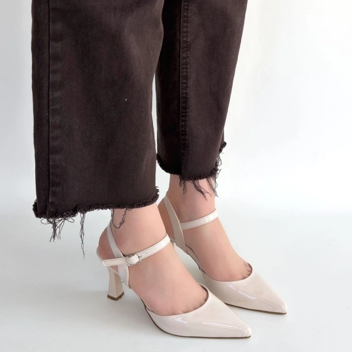 Suden Bej Rugan Topuklu Ayakkabı