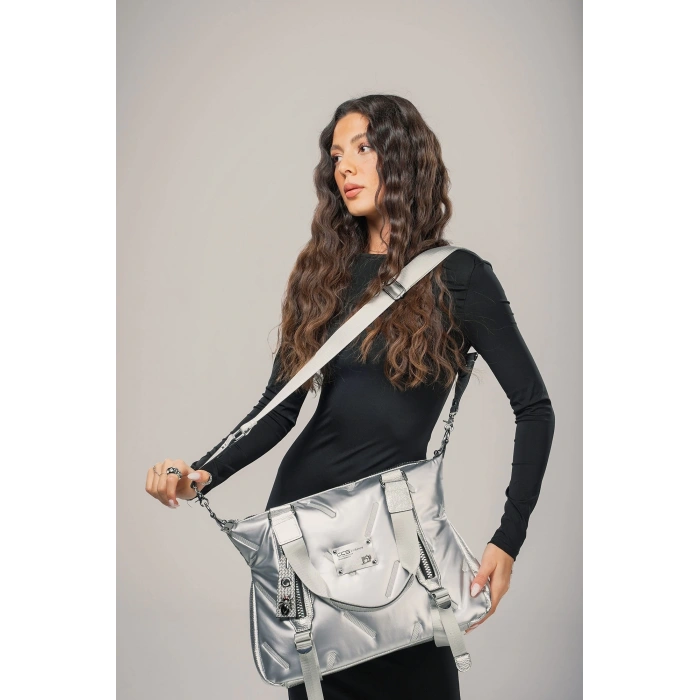 Tiven Gri Cilt Omuz Ve Kol Çantası