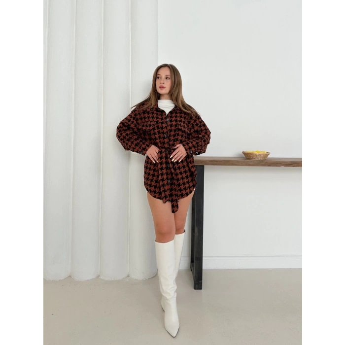 Uzun kaşe gömlek kahvesiyah st255812