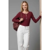 Çıtçıt Detaylı Bluz Bordo T4343