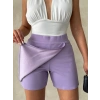 Kapaklı şort etek lila s208