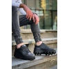 KB-056 Kuback Siyah Cilt Siyah Yüksek Taban Günlük Spor Ayakkabı