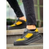 KB-X8 Kuback Siyah Sarı Cilt Yüksek Taban Günlük Spor Ayakkabı