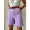 Kemerli gabardin şort lila s25735