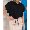 Sıfır kollu bağlamalı crop gömlek siyah s255359