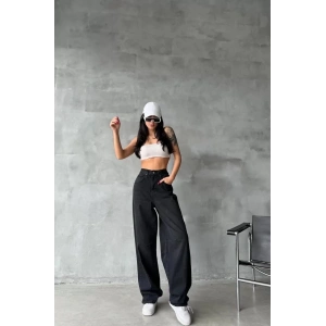 Arkadan tokalı jeans pantolon Siyah