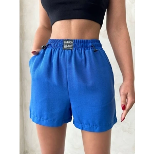 Armalı keten şort saks mavisi s251003
