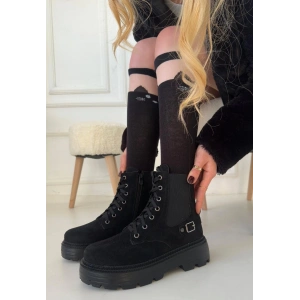 Boby Siyah Süet Bağcıklı Bot