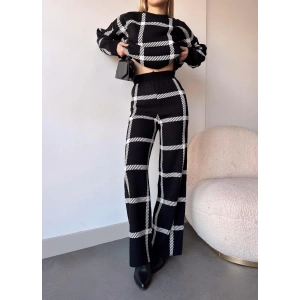 Ekoseli triko takım siyahbeyaz