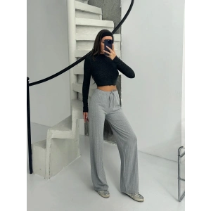 Fitilli şardonlu pantolon gri a4058