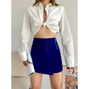 Gabardin fermuarlı şort etek S24906