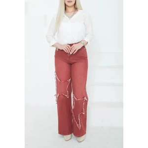 Kadın Yüksel Bel Püskül Detaylı Palazzo Jean Kot Pantolon