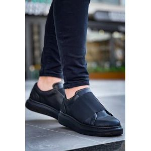 KB-040  Kuback  Siyah Cilt Siyah Yüksek Taban Lastikli Günlük Erkek Ayakkabı