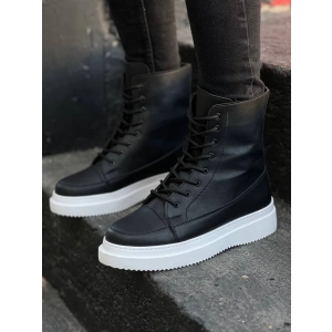 KB-0991  Kuback Siyah Cilt Yüksek Taban  Bağcıklı  Postal Bot