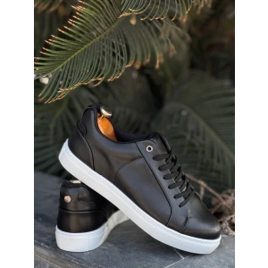 KB-BX1  Kuback Siyah Cilt Yüksek Beyaz Taban Günlük Erkek Ayakkabı