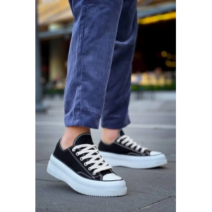 KB-CX-3 Kuback Kısa Siyah Keten Beyaz Yüksek Taban Spor Ayakkabı