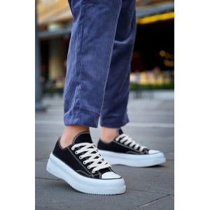 KB-CX-3 Kuback Kısa Siyah Keten Beyaz Yüksek Taban Spor Ayakkabı