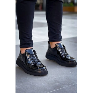 KB-X4  Kuback Siyah Rugan Siyah Yüksek Taban Bağcıklı Günlük Erkek Ayakkabı