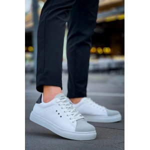 KB-X7  Kuback Beyaz Siyah Yüksek Taban Bağcıklı Günlük Erkek Ayakkabı