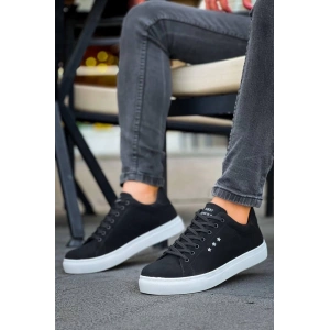 KB-X7  Kuback Siyah Süet Yüksek Beyaz Taban Bağcıklı Günlük Erkek Ayakkabı