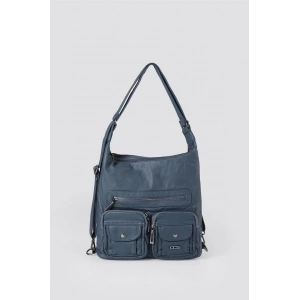 Kinya Mavi Cilt Omuz Çantası