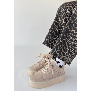 Muden Bej Süet Bağcıklı Bot