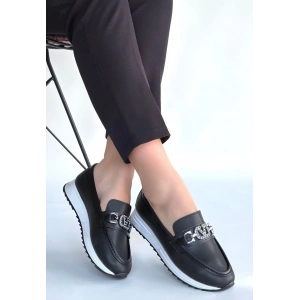 Otra Siyah Cilt Babet Ayakkabı