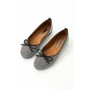 Potte Siyah Saten Babet Ayakkabı