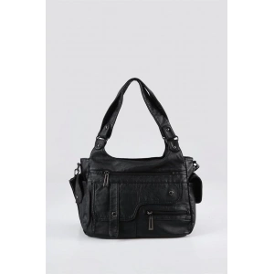 Pyser Siyah Cilt Omuz Çantası