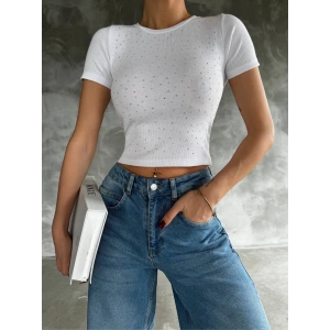 Taş baskılı kaş korse bluz