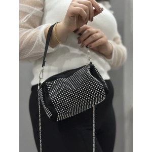 Taşlı siyah cilt çanta