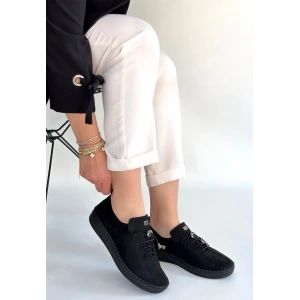 Warte Siyah Süet Bağcıklı Spor Ayakkabı