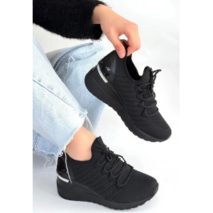 Weor Siyah Triko Bağcıklı Spor Ayakkabı