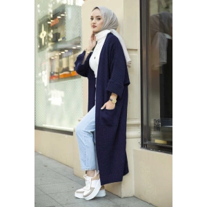 Yarasa kol uzun triko hırka lacivert