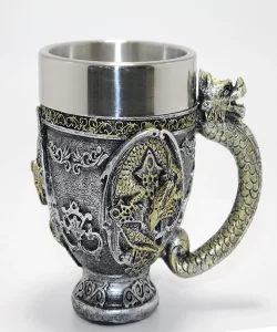 3D Ejderha Figürlü Kabartmalı Paslanmaz Çelik Kupa Bardak SPR4481