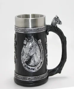 3D Kabartmalı At Büstü Paslanmaz Çelik Kupa Bardak SPR4475