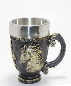 3D Kabartmalı At Büstü Paslanmaz Çelik Kupa Bardak SPR4478