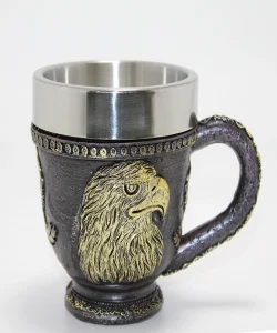 3D Kabartmalı Kartal Büstü Paslanmaz Çelik Kupa Bardak SPR4480