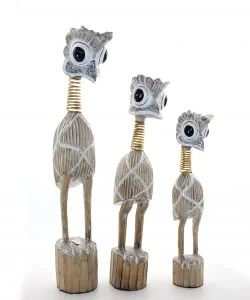 Ahşap 3Lü Emu Kuşu Seti Lıngga Yonı-7