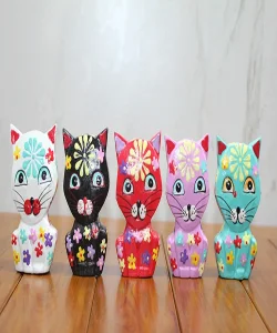 Ahşap 5Li Kedi Seti Polos:5