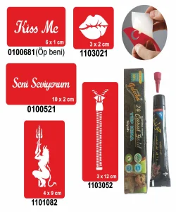 Aşk Sembolleri Hint Kınası ile Geçici Dövme Yapma Seti
